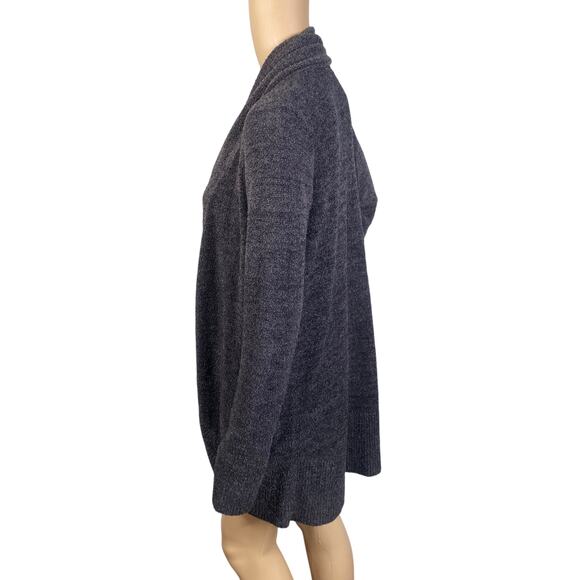 Barefoot Dreams CozyChic Open Shawl Carbon Grey Chenille Circle Cardigan SZ M - Picture 6 of 9